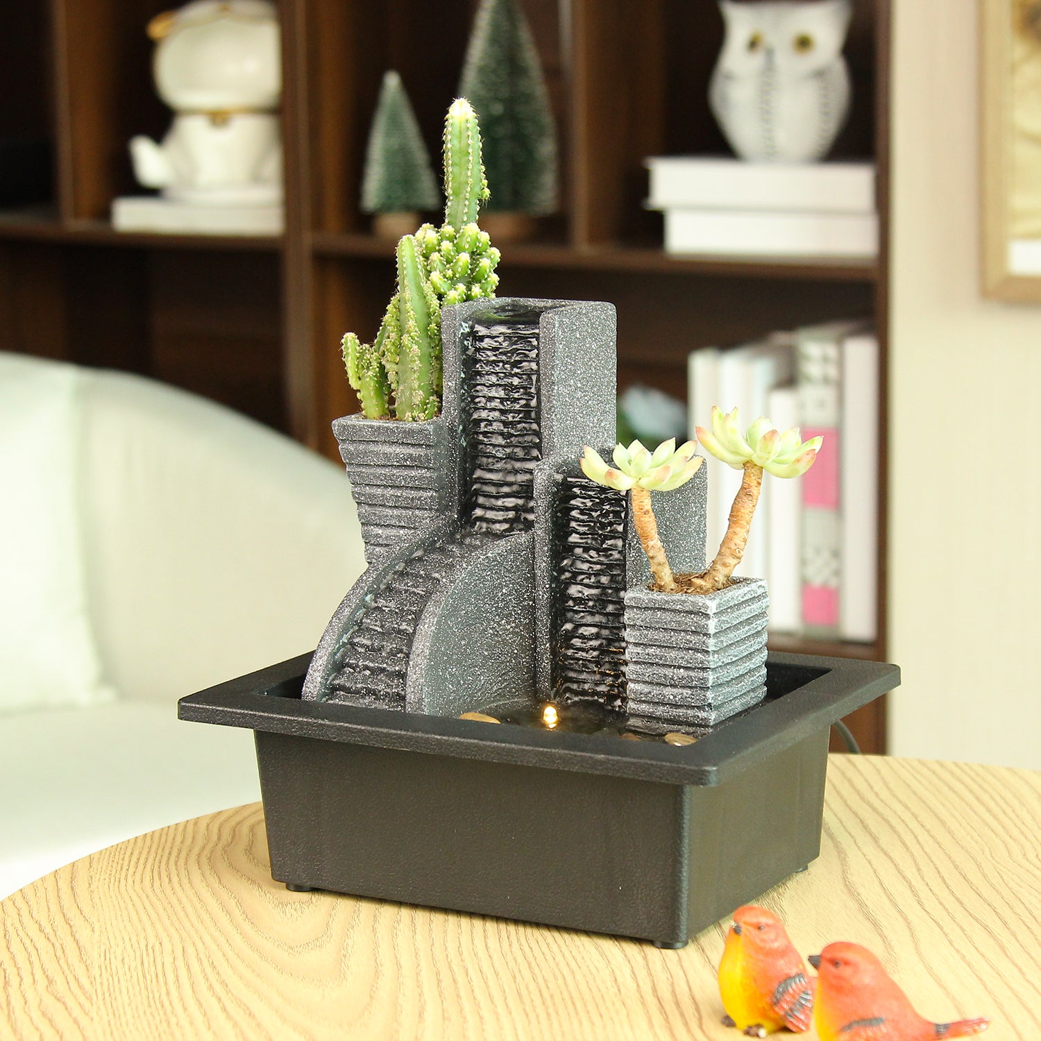 Castle-Style Tabletop Fountain – Indoor Water Feature-JZ020