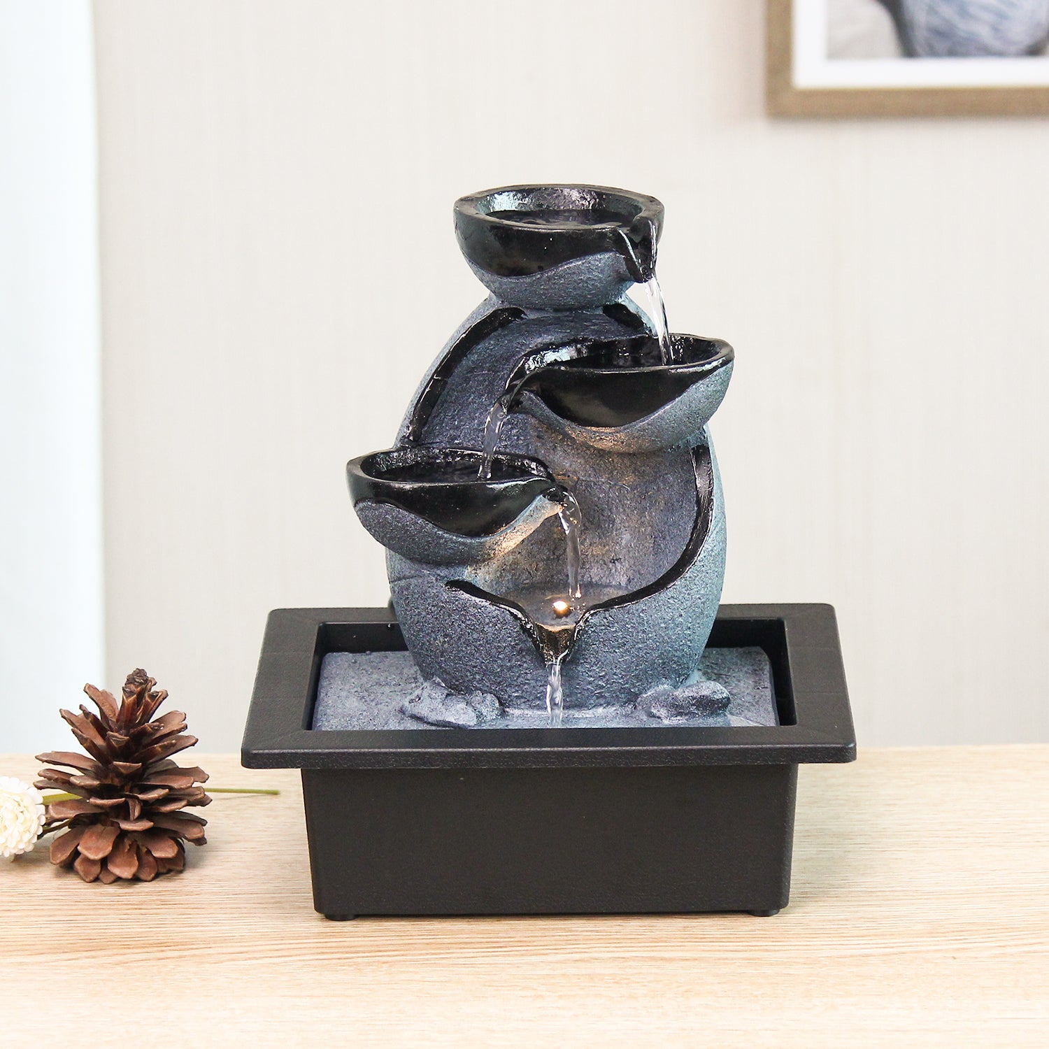 Modern Cascading Tabletop Fountain – Indoor Water Feature-JZ042