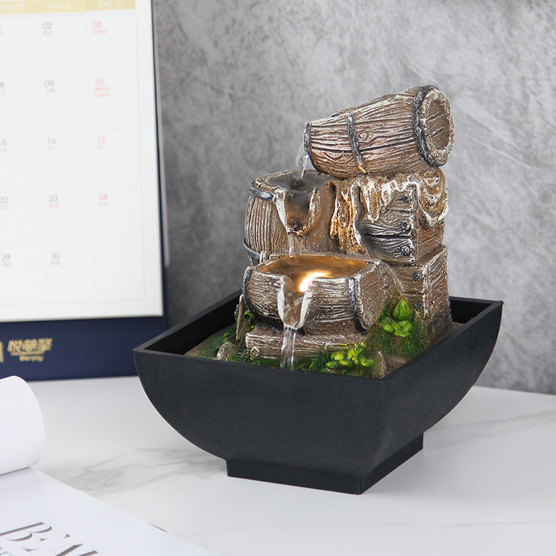Rock-Style Cascading Tabletop Fountain – Indoor Water Feature-JZ004