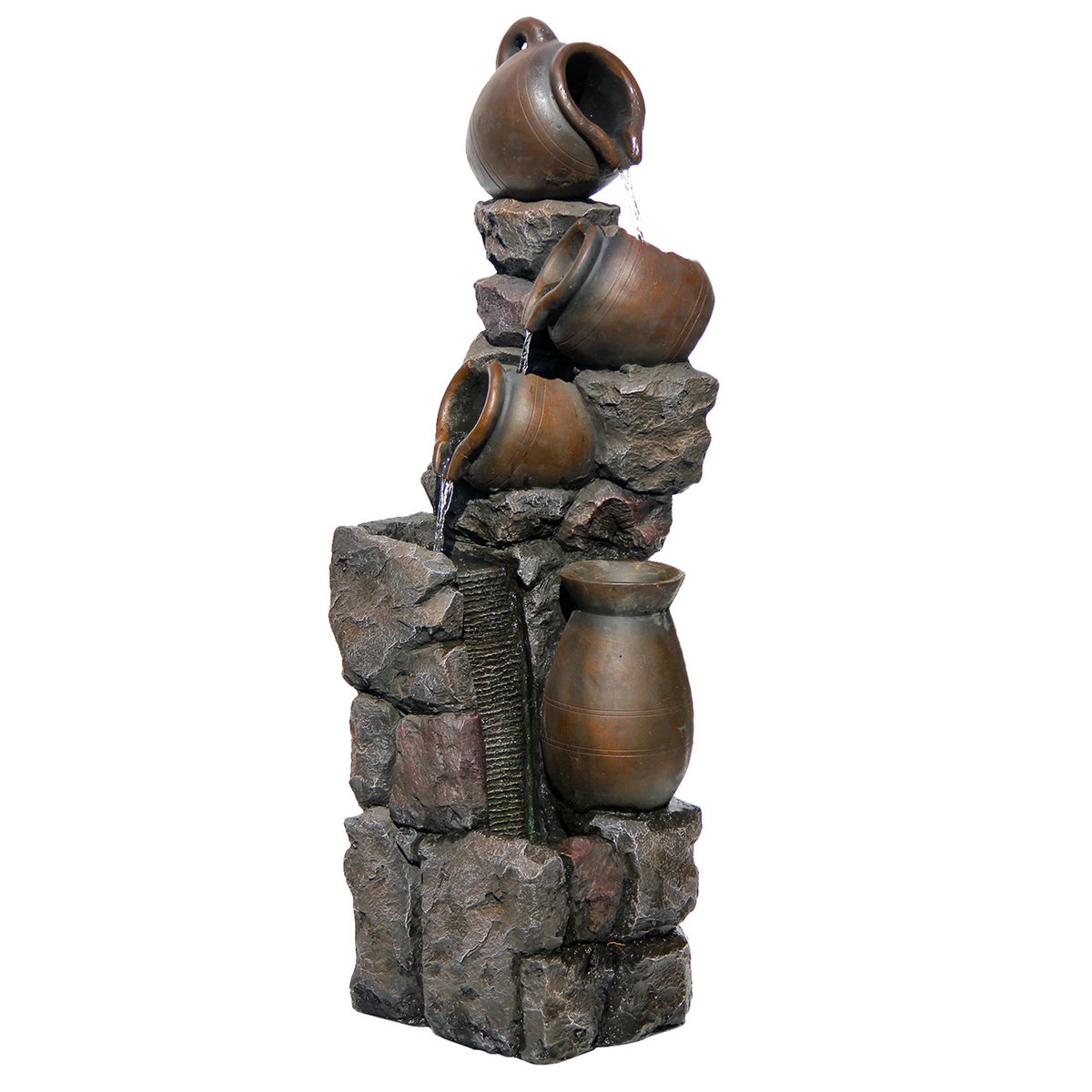 【Brand New】LS4612-45.67''H 5 Tier Water Garden Fountain Outdoor 4 Pots Waterfall Fountains