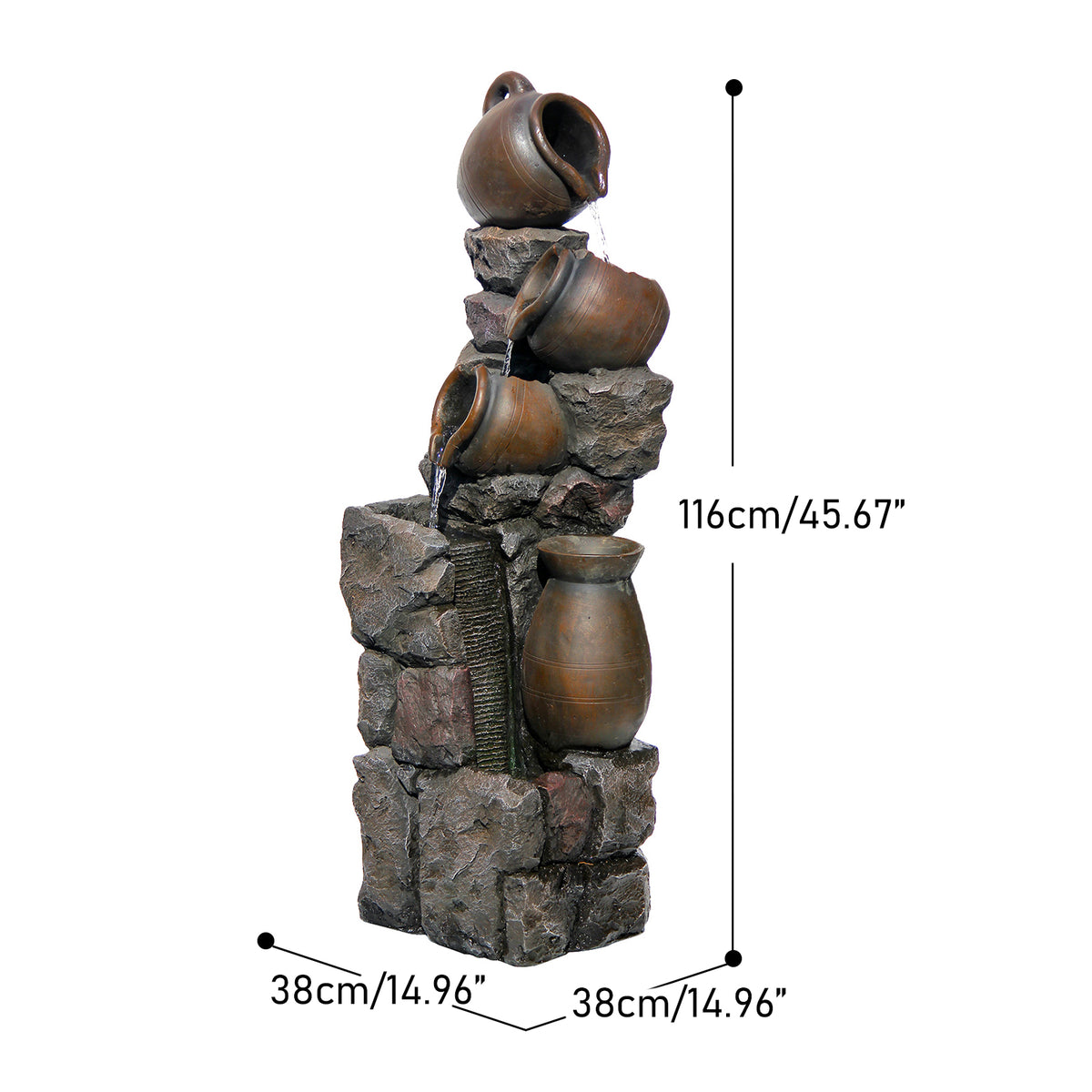 【Brand New】LS4612-45.67''H 5 Tier Water Garden Fountain Outdoor 4 Pots Waterfall Fountains