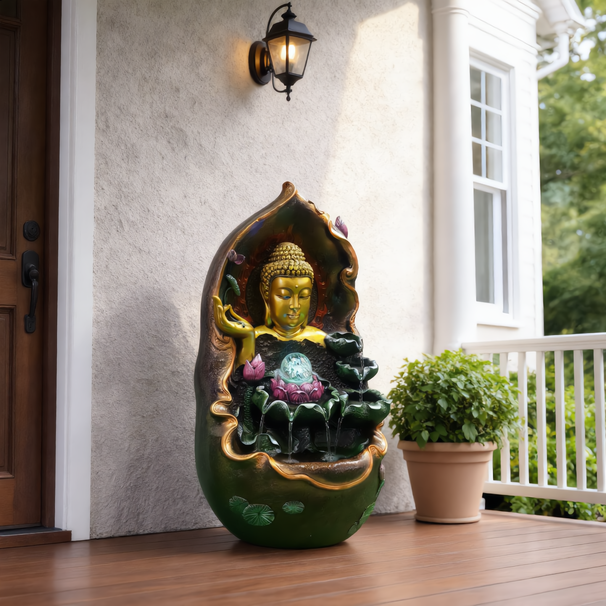Buddha Garden Fountain Statue – Outdoor Water Feature-17206