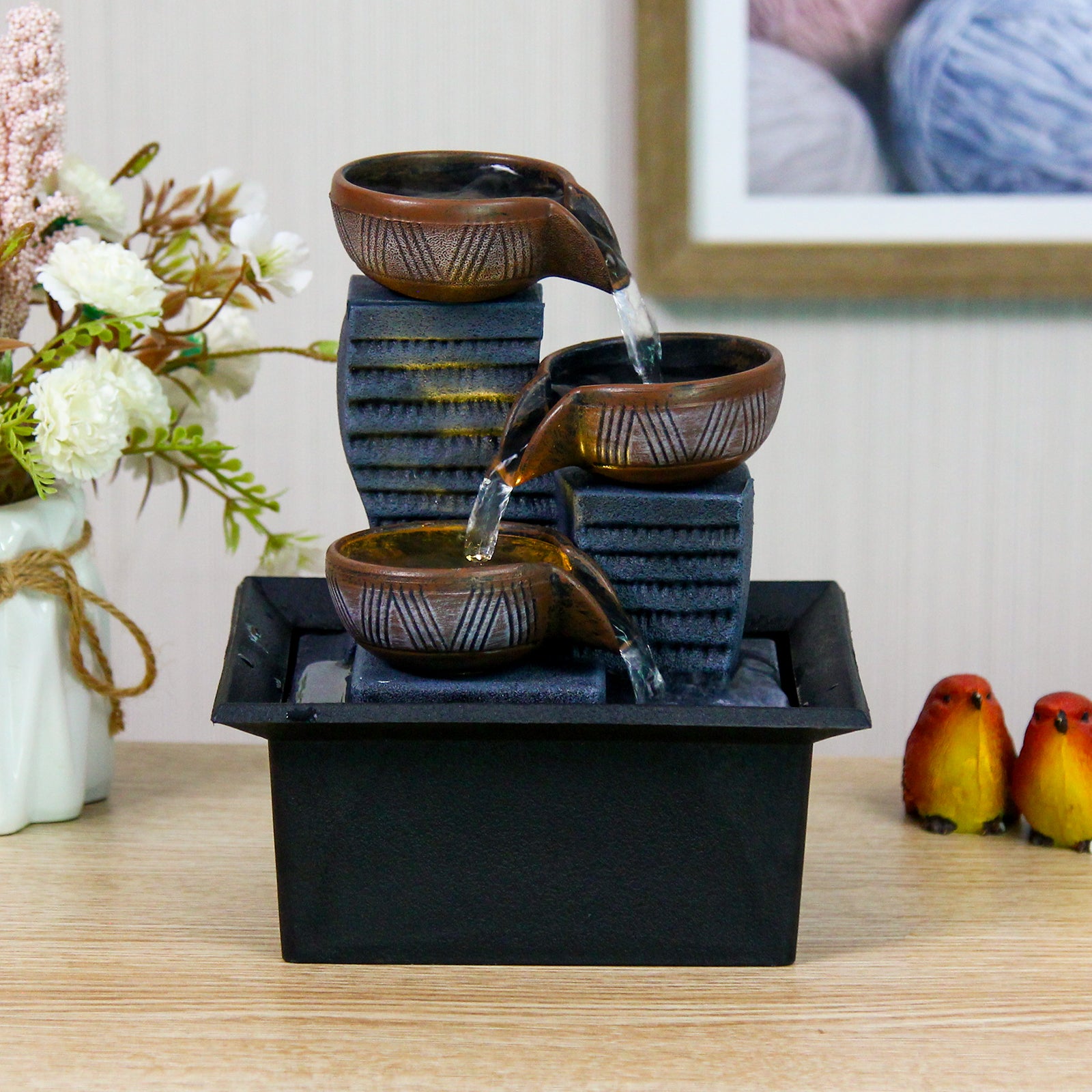 3-Tier Tabletop Fountain – USB Indoor Water Feature-SL016