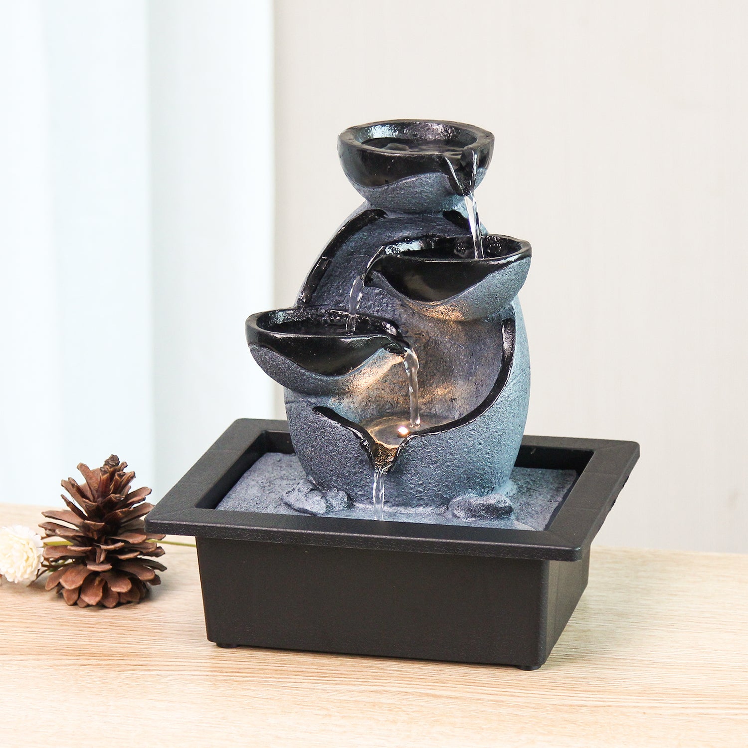 Modern Cascading Tabletop Fountain – Indoor Water Feature-JZ042