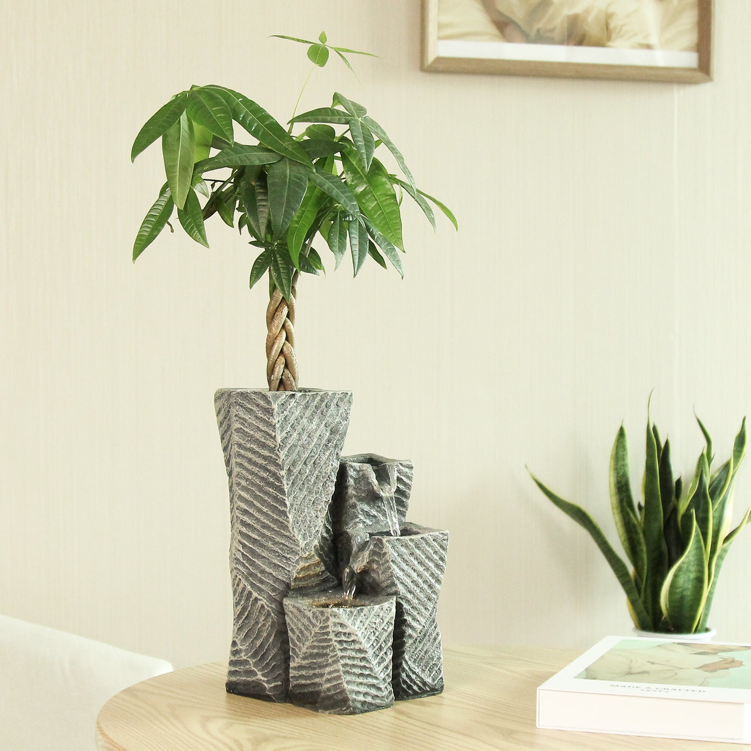 Geometric Tower Tabletop Fountain – Indoor Water Feature-JZ016