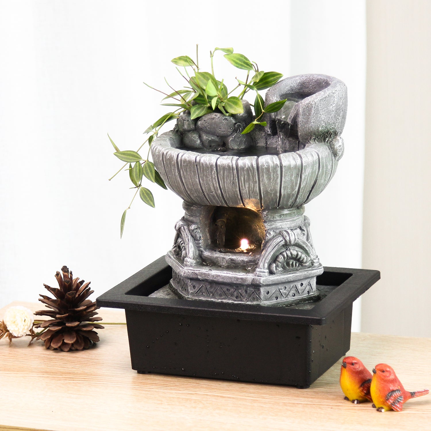 Zen Planter-Style Tabletop Fountain – Indoor Water Feature-JZ039