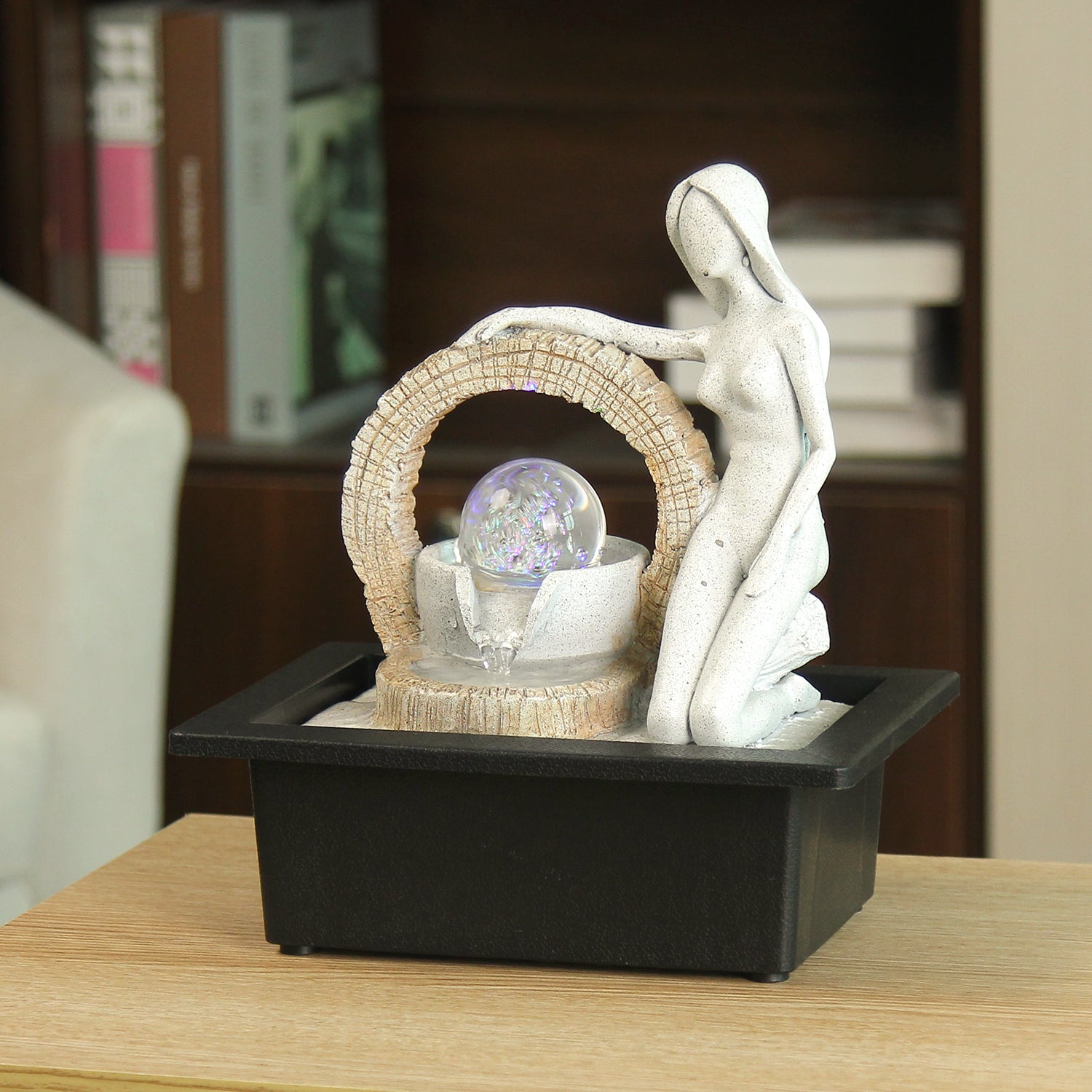 Modern Sculptural Tabletop Fountain – Indoor Water Feature-JZ026