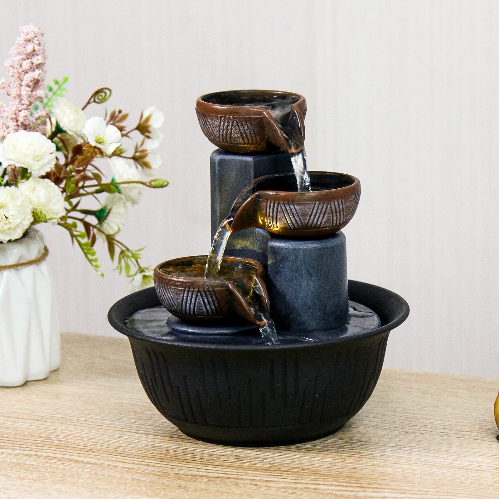 Cascading Bowl Tabletop Fountain – Indoor Water Feature-SL015