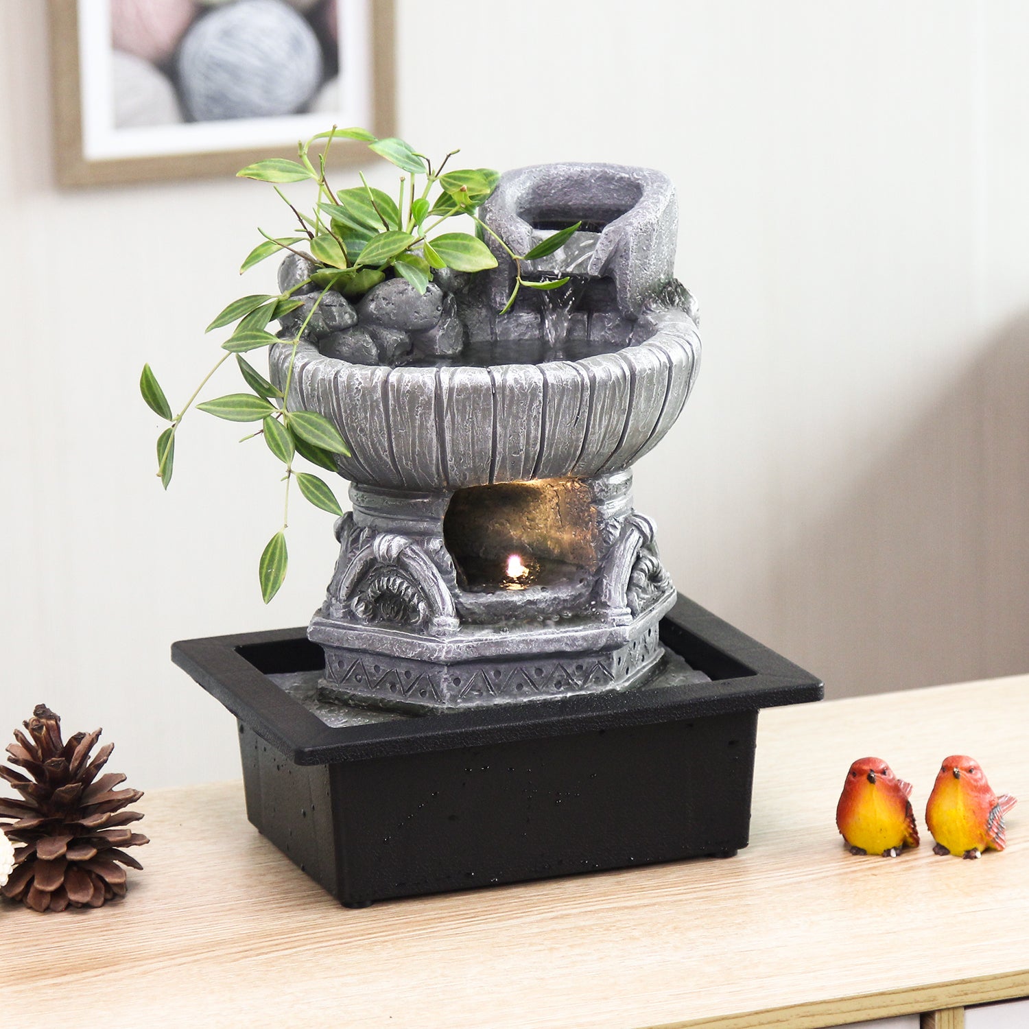 Zen Planter-Style Tabletop Fountain – Indoor Water Feature-JZ039