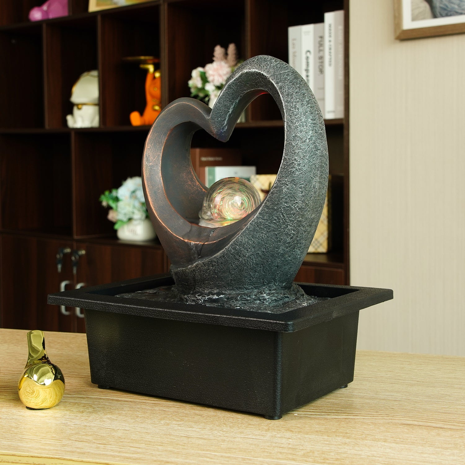 Heart-Shaped Tabletop Fountain – Decorative Indoor Water Feature-JZ012