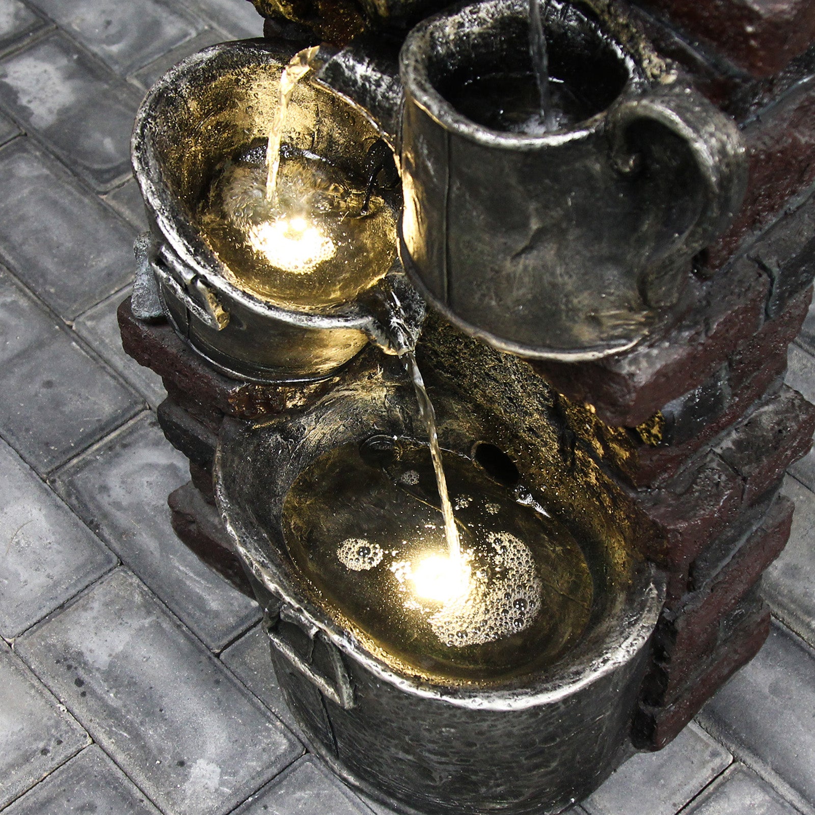 【Brand New】5-Tiered Baketsu Water Garden Fountain 39.37’’H with LED Light - LS4176