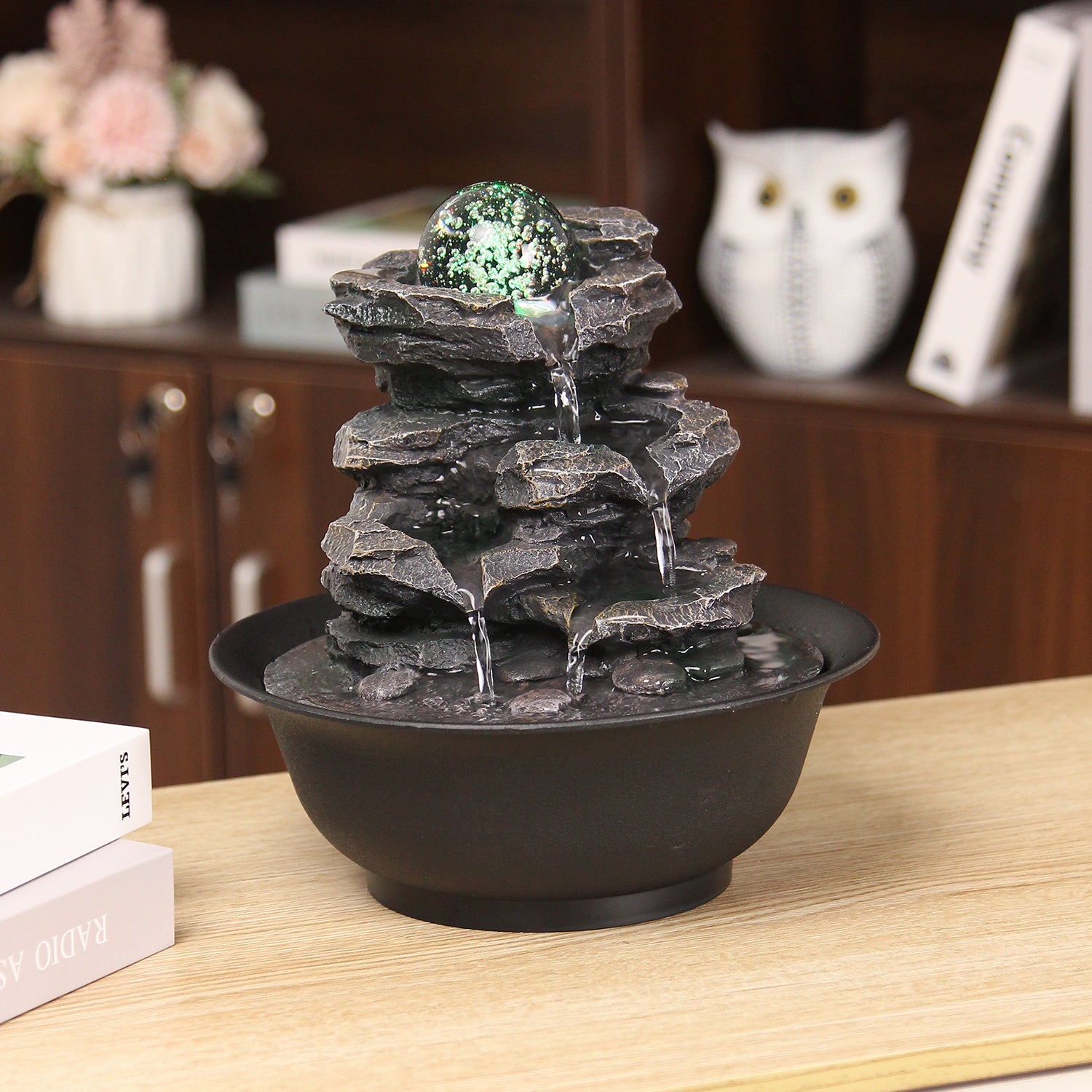 Tiered Rock Tabletop Fountain – Zen Indoor Water Feature-JZ011