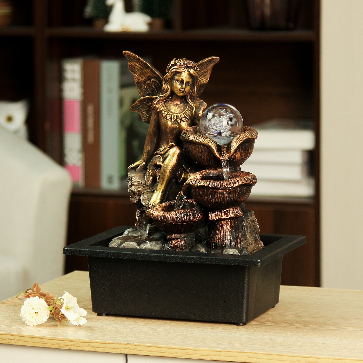 Fairy Tabletop Fountain – Cascading Indoor Water Featur-JZ027