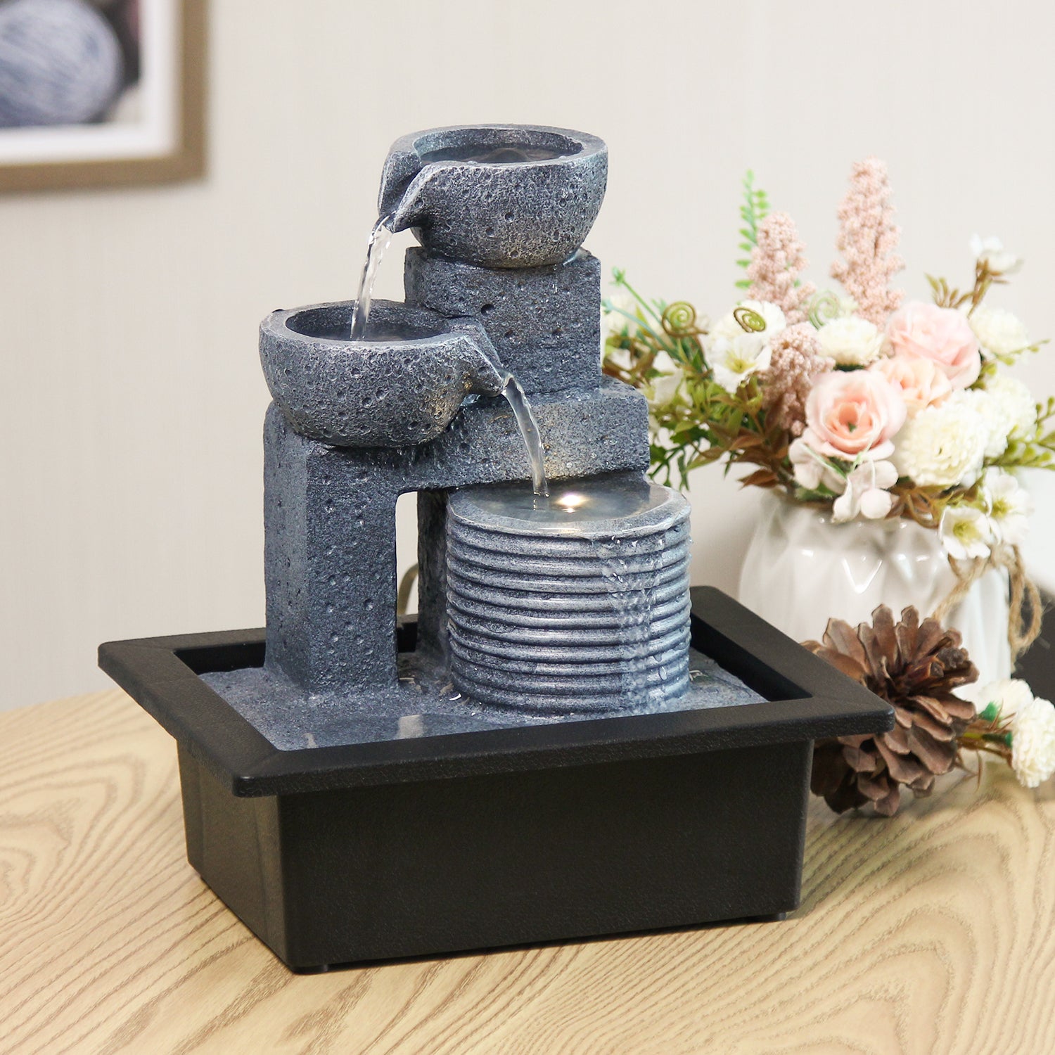 Tiered Pot Tabletop Fountain – Indoor Water Feature-JZ003