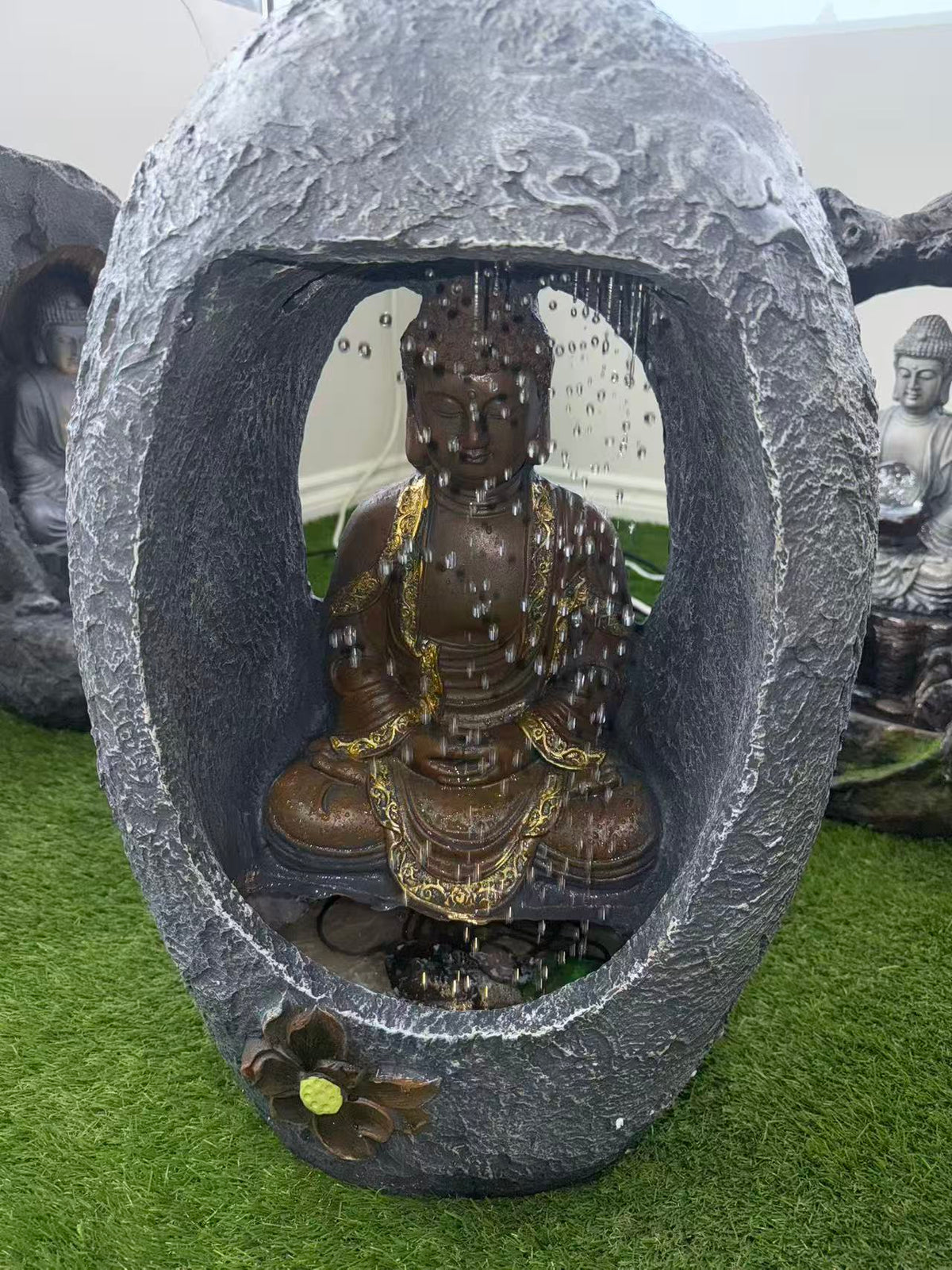 17110 Indoor/outdoor Meditating Buddha Cave Waterfall Fountain(LED), 47x32x67.5 cm