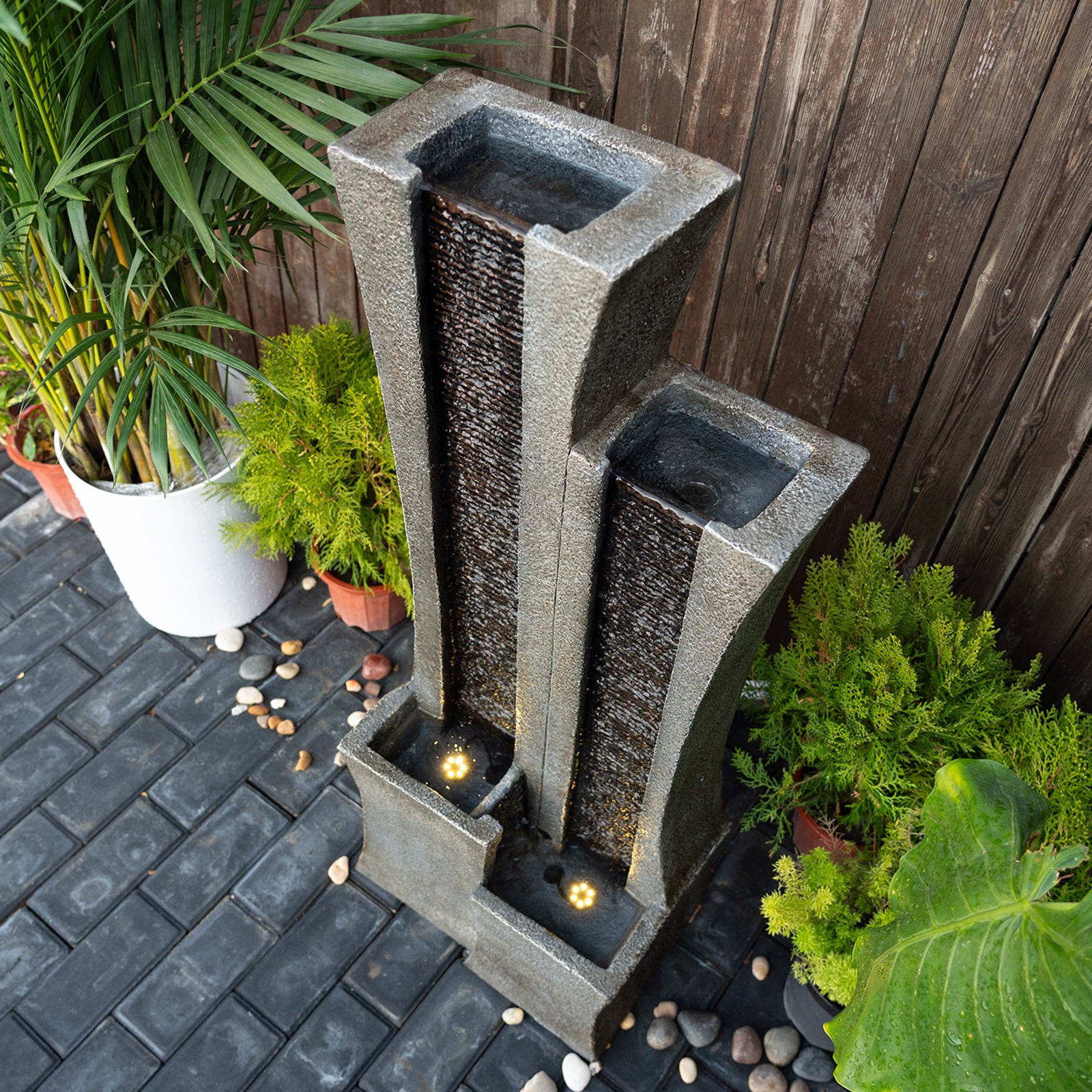Water Garden Fountain 39.76’’H with LED Light - 8005
