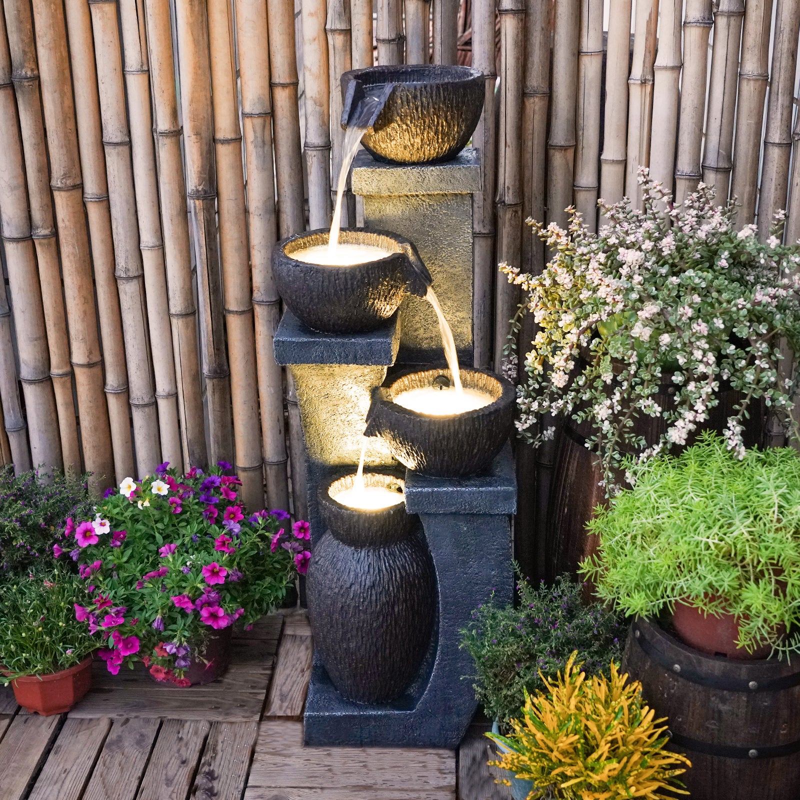 Water Garden Fountain 37.40’’H with LED Light-8001