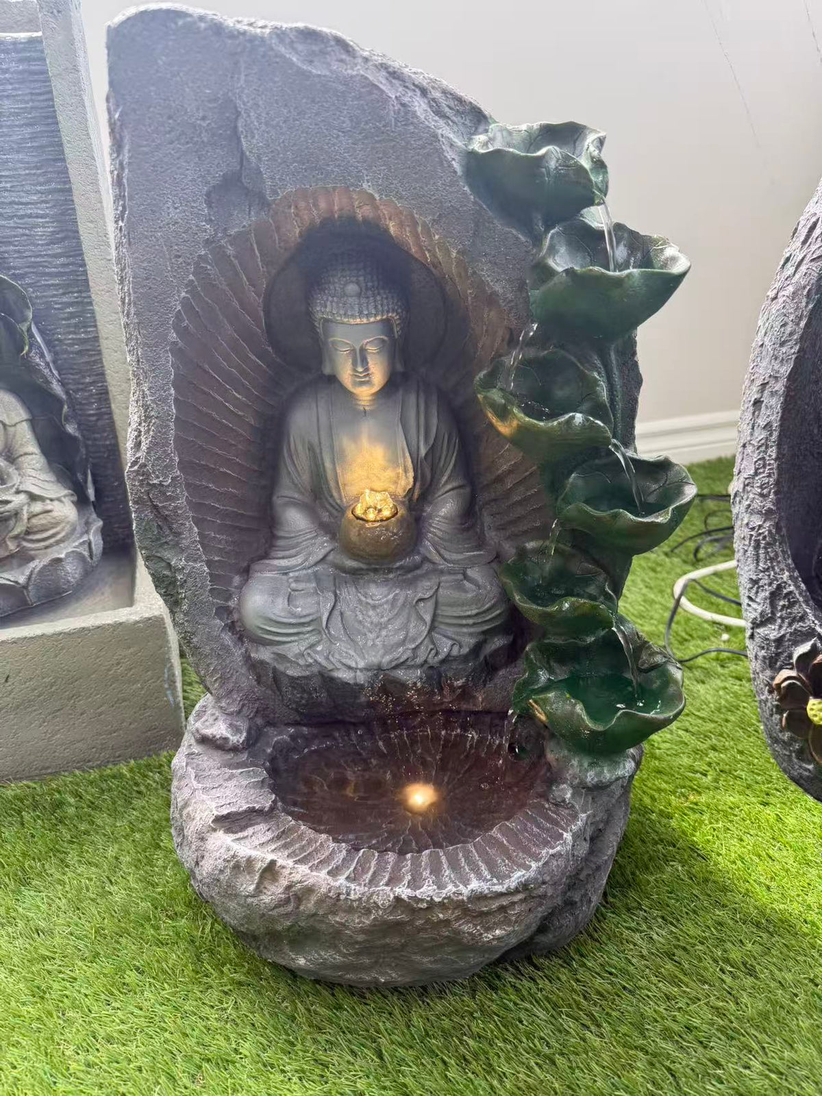 18106 Indoor/outdoor Buddha Dragon Rock Arch Waterfall Fountain(LED), 47x33x60 cm