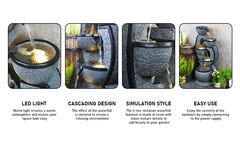 5-Tiers Water Garden Fountain 37.40’’H with LED Light - 8002