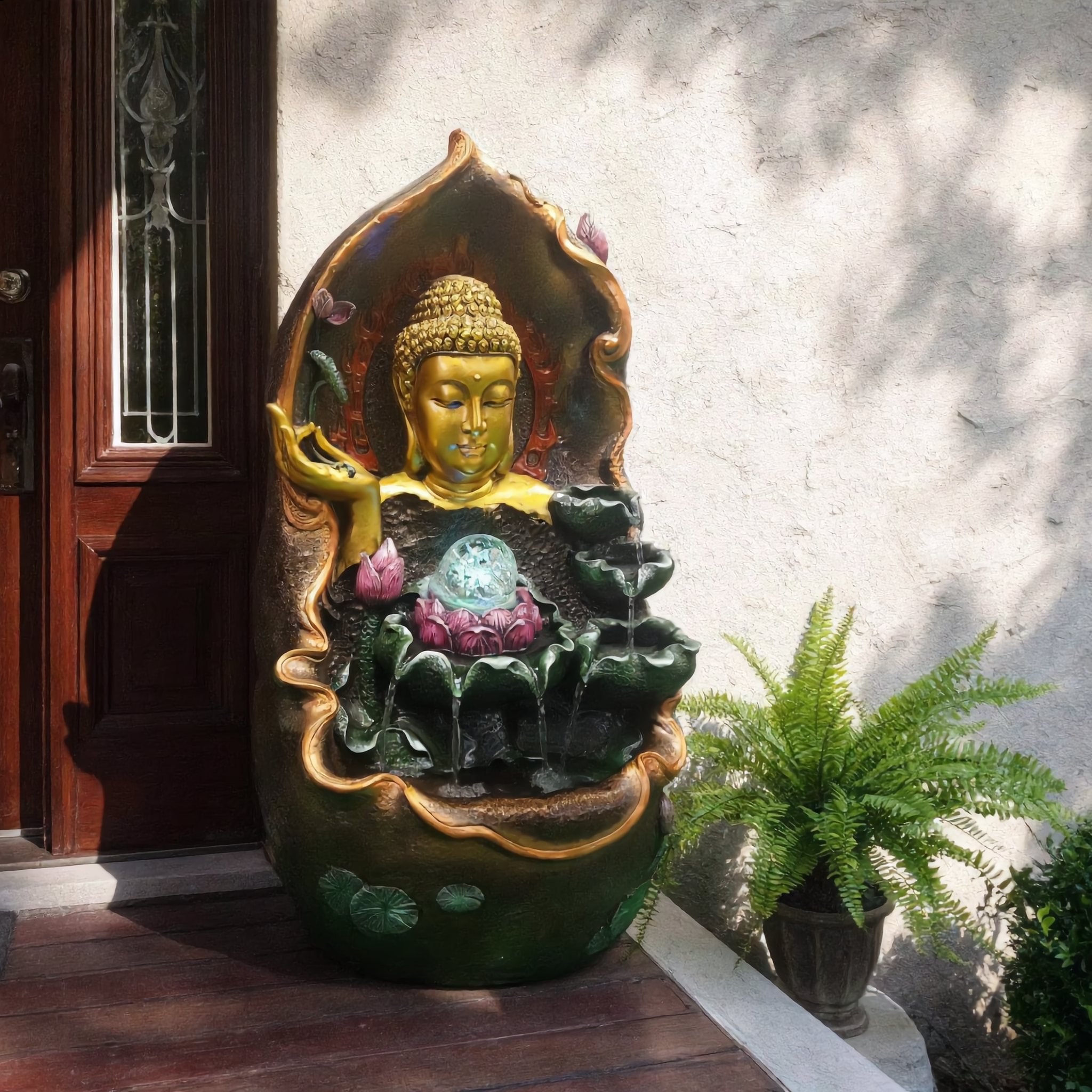 Buddha Garden Fountain Statue – Outdoor Water Feature-17206