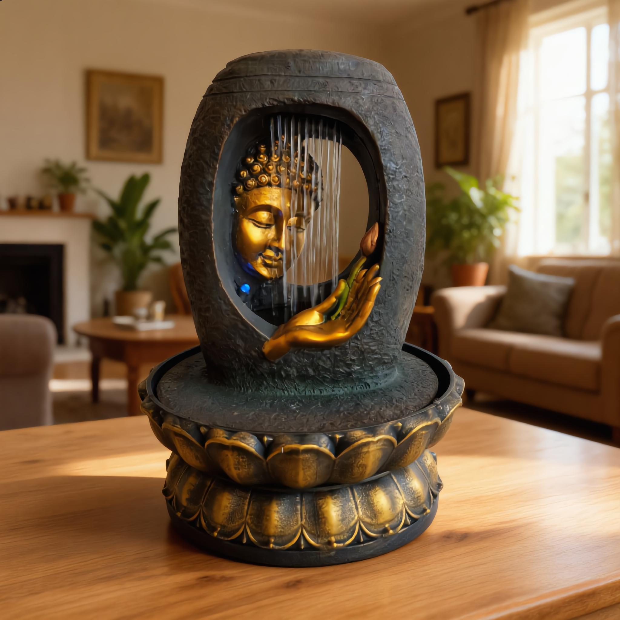 Buddha Tabletop Fountain – Zen Indoor Water Feature-16073