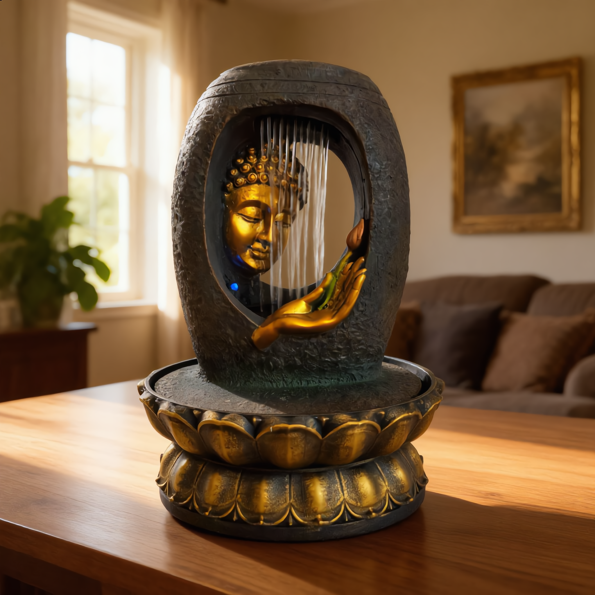 Buddha Tabletop Fountain – Zen Indoor Water Feature-16073