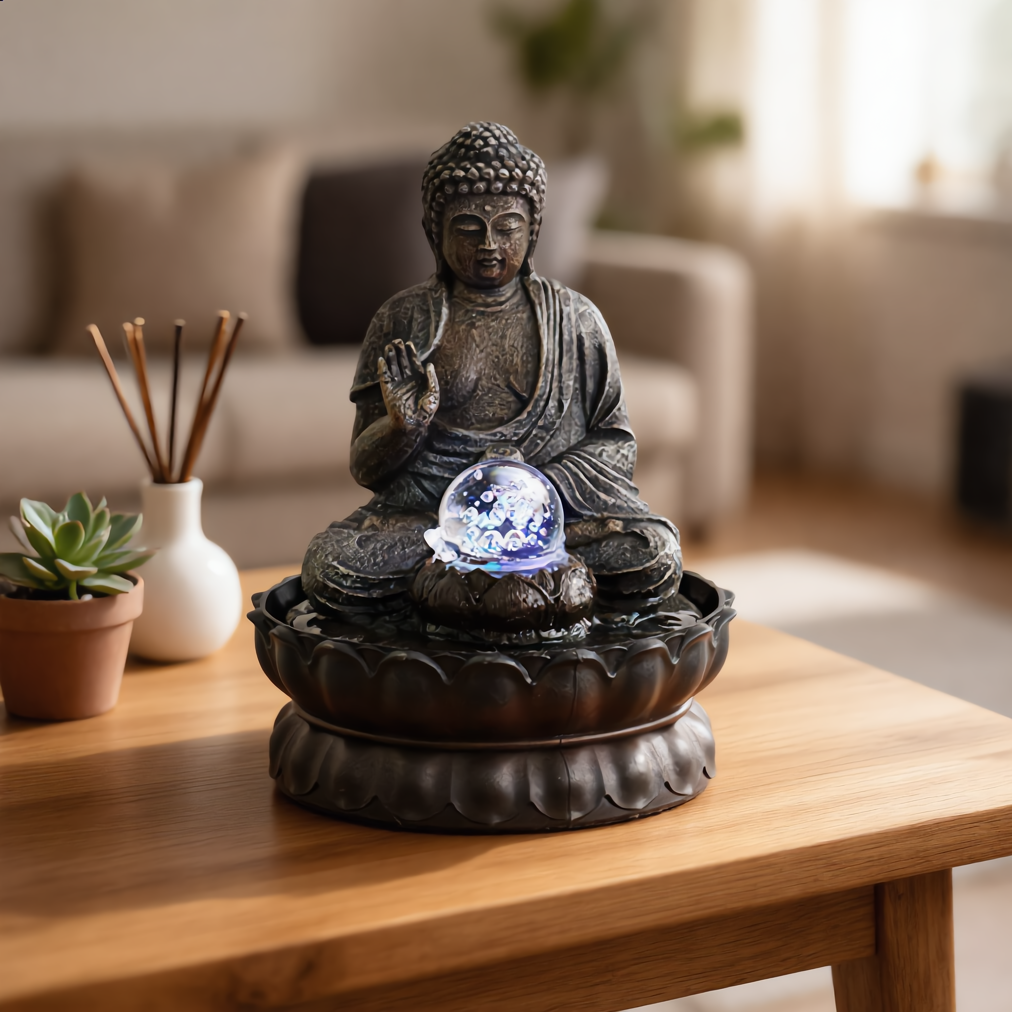 Buddha Tabletop Water Fountain – Indoor Decorative Water Feature-16053