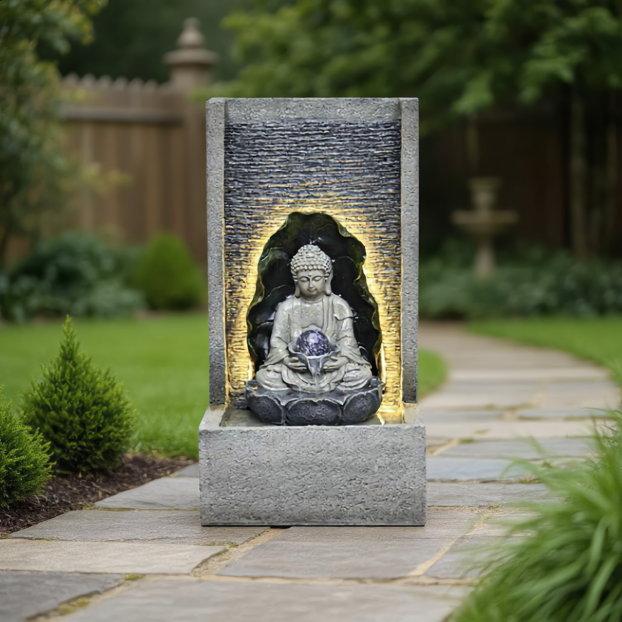 Buddha Statue Outdoor Water Fountain – Garden Decorative Water Feature-22047