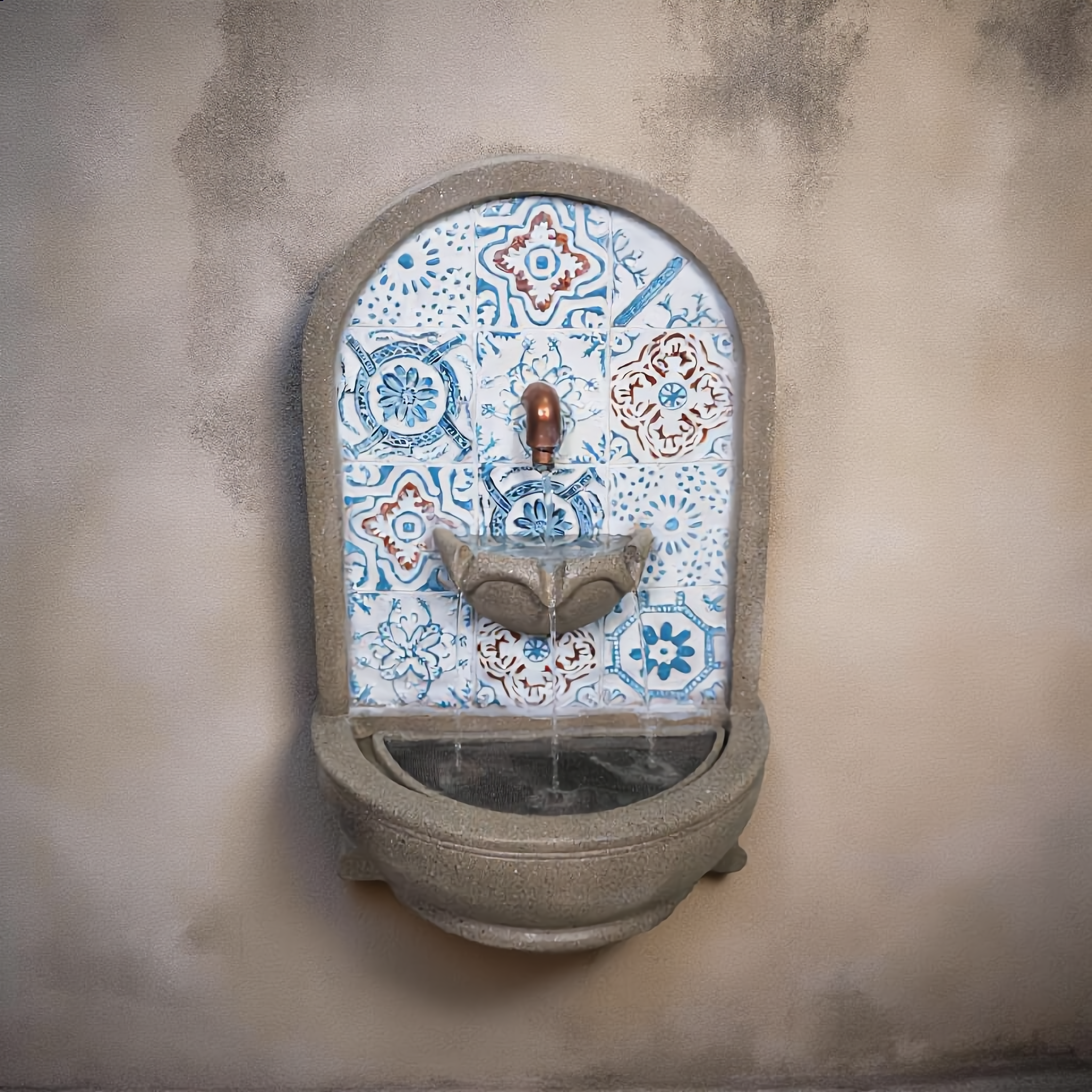 Mosaic Wall-Mounted Fountain – Decorative Water Feature-24100